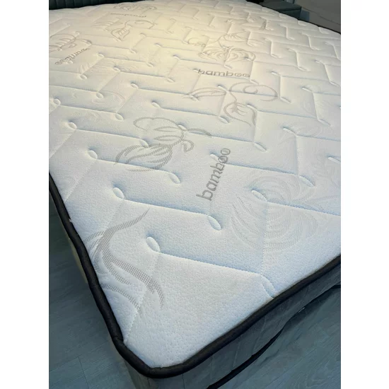 Pat Bari, ladă depozitare rabatabilă, amortizoare integrate, design elegant, stofă catifelată premium, 160x200 cm, Crem picture - 10