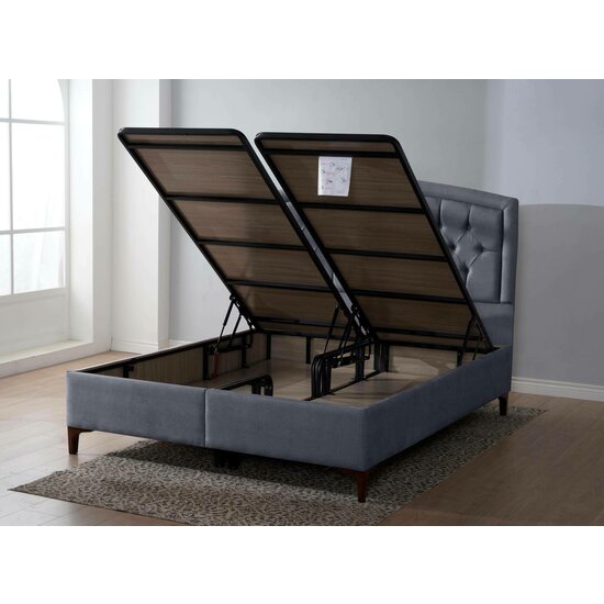 Pat Bellagio, finisaje premium, cadru stabil, tapițerie moale, 140x200 cm, gri deschis picture - 2