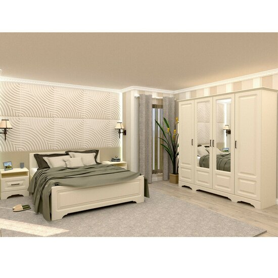 Pat Boston, design modern, MDF frezat, 160x200 cm, ivory picture - 3