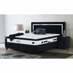 Pat Calipso, cu ladă de depozitare rabatabilă, cadru metalic și tapițerie, 160x200 cm, negru