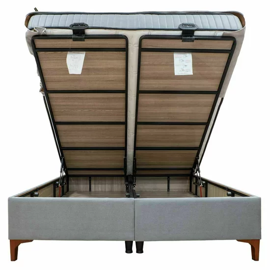 Pat tapițat Carla, gri - 160x200 cm, confort premium, capitonare elegantă, structură robustă, țesătură respirabilă picture - 2