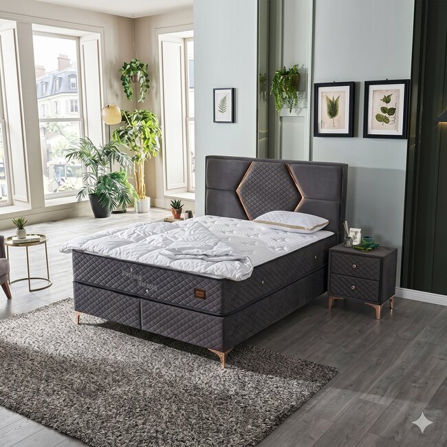 Pat Coolness, gri - 160x200 cm, confort sporit, structură durabilă, tapițerie elegantă