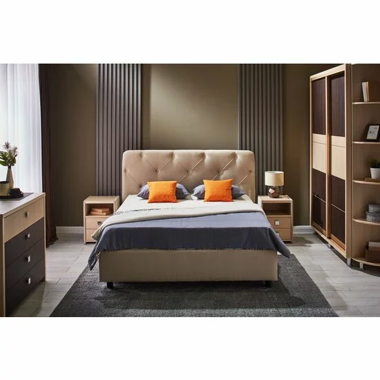 Pat Cristal cu stofă catifelată și spațiu depozitare, stofă, 140x200 cm, bej picture - 2