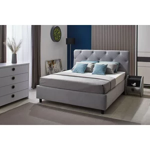 Pat Cristal cu aerisire ladă și confort sporit, stofă, 160x200 cm, gri