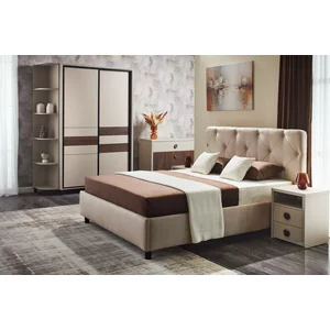 Pat Cristal cu sistem rabatabil și confort ridicat, stofă, 180x200 cm, bej