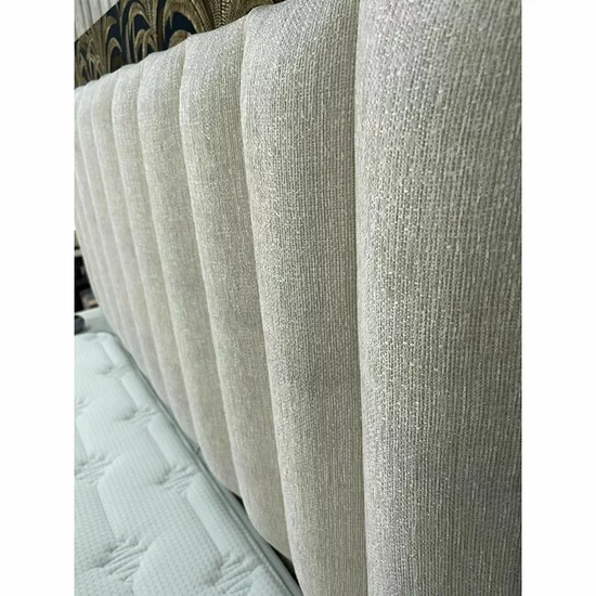 Pat cu saltea Gratis Amber, ladă depozitare, design elegant, topper confort, structură metal + lemn + PAL, tapițerie stofă premium, 140x200 cm, Crem picture - 5