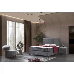 Pat cu saltea Gratis Bella 180/200 cm gri  cu somiera rabatabila si spatriu de depozitare