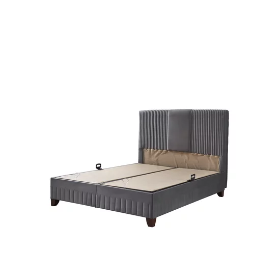 Pat cu saltea Gratis Bella 180/200 cm gri  cu somiera rabatabila si spatriu de depozitare picture - 4