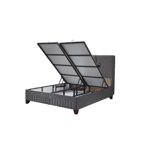 Pat cu saltea Gratis Bella 180/200 cm gri  cu somiera rabatabila si spatriu de depozitare picture - 5