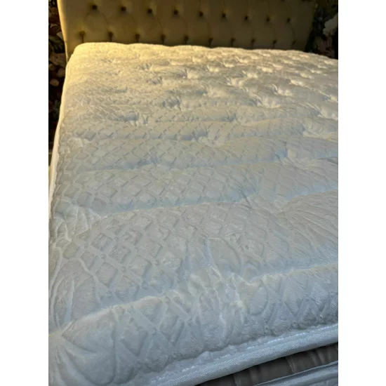 Pat cu saltea Gratis Lexus, ladă depozitare, topper integrat, structură metal + lemn + PAL, tapițerie stofă premium, 160x200 cm, Bej picture - 12