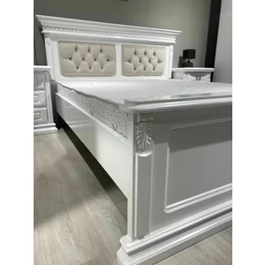 Pat Diana, cadru robust cu somieră inclusă, material lemn masiv și MDF, 160x200 cm, alb