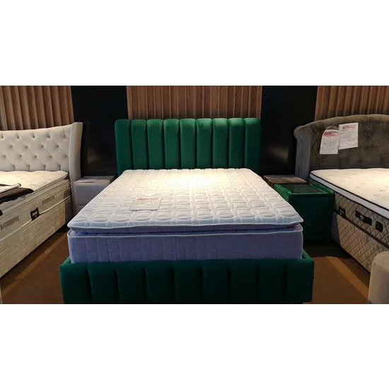 Pat Fancy Verde, ladă depozitare, somieră rabatabilă, structură solidă, tapițat elegant, 160x200 cm picture - 4