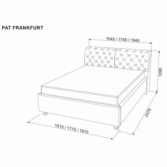 Pat Frankfurt, maro - 140x200 cm, cu spătar tapițat, stofă catifelata și ladă depozitare picture - 4