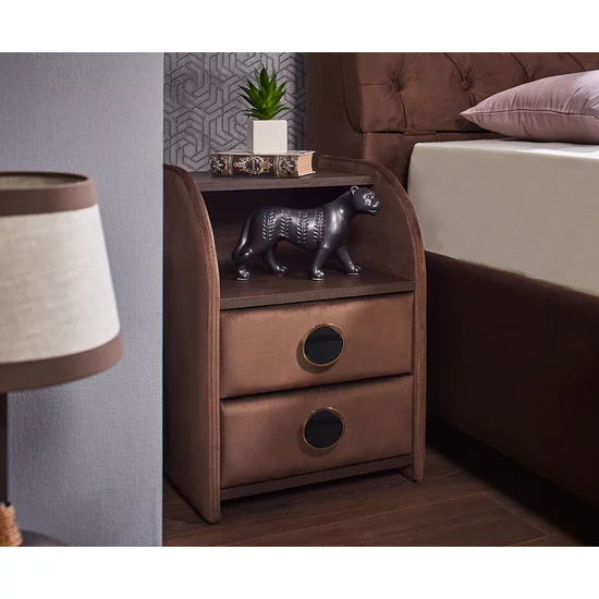 Pat Frankfurt cu spătar tapițat, stofă plușată și ladă depozitare, 180x200 cm, maro picture - 5