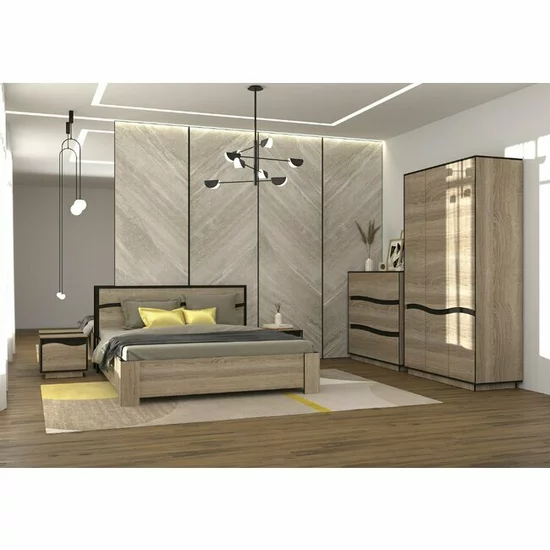 Pat Geneva Cu Spătar Tapițat, PAL Laminat, 160x200 cm, Sonoma Trufa și Wenge Magia picture - 3