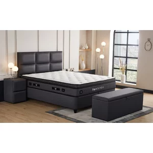 Pat Hamilton, design modern, tapițat cu stofă premium, ladă depozitare, somieră inclusă, 160x200 cm