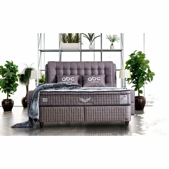 Pat tapițat Lateks 140x200 cm gri, cu ladă depozitare și somieră rabatabilă picture - 2