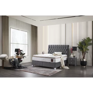 Pat Lexus, spațiu depozitare, design tapițat elegant, cadru lemn + metal, tapițerie premium, 160x200 cm, gri