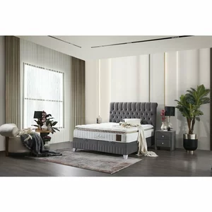 Pat Lexus, spațiu depozitare, design tapițat elegant, cadru lemn + metal, tapițerie premium, 140x200 cm, gri