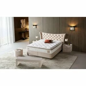 Pat tapițat Lincolin 140x200 cm bej, cu ladă depozitare, design elegant