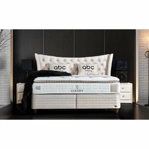 Pat tapițat Lincolin 180x200 cm bej, cu ladă depozitare, design elegant