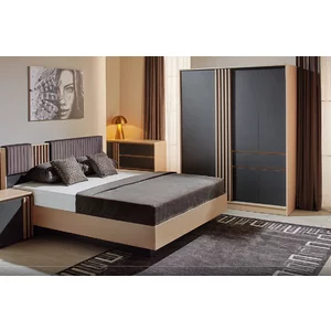 Pat Malta cu somieră Cremona, PAL melaminat, dimensiune 160x200 cm, finisaj grafit