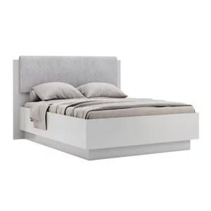 Pat Megy cu somieră, cadru solid și design modern, 160x200 cm, gri-alb