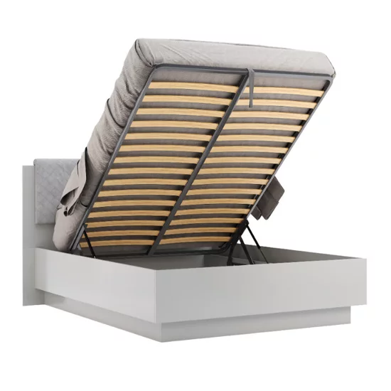 Pat Megy cu somieră, cadru solid și design modern, 160x200 cm, gri-alb picture - 2