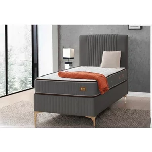 Pat Nova, gri - 90x200 cm, cu ladă depozitare, tapițat, design elegant