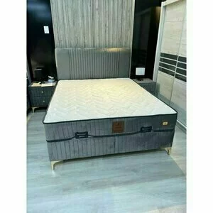 Pat Nova, gri - 180x200 cm, cu ladă depozitare, tapițat, confort premium