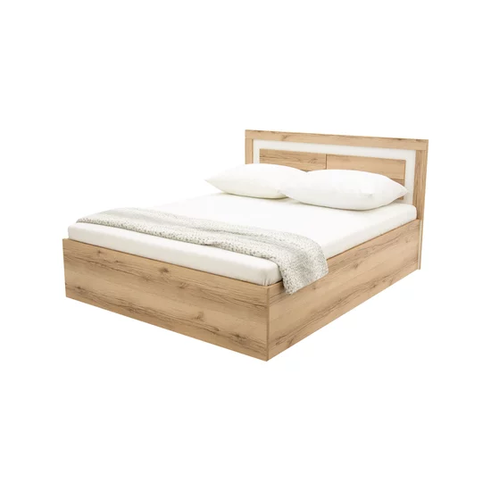 Pat Panama, cu tăblie înaltă și structură rezistentă, PAL melaminat, 160x200 cm, Stejar picture - 2