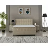 Pat + Saltea gratis Ortaca,  MK2111 BEIGE - 140/200 cu somiera rabatabila, lada de depozitare si tesatura premium picture - 1