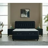 Pat + Saltea gratis Ortaca, dark blue MK 2112- 140/200 cu somiera rabatabila, lada de depozitare si tesatura premium picture - 1