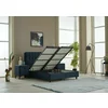 Pat + Saltea gratis Ortaca, dark blue MK 2112- 140/200 cu somiera rabatabila, lada de depozitare si tesatura premium picture - 4