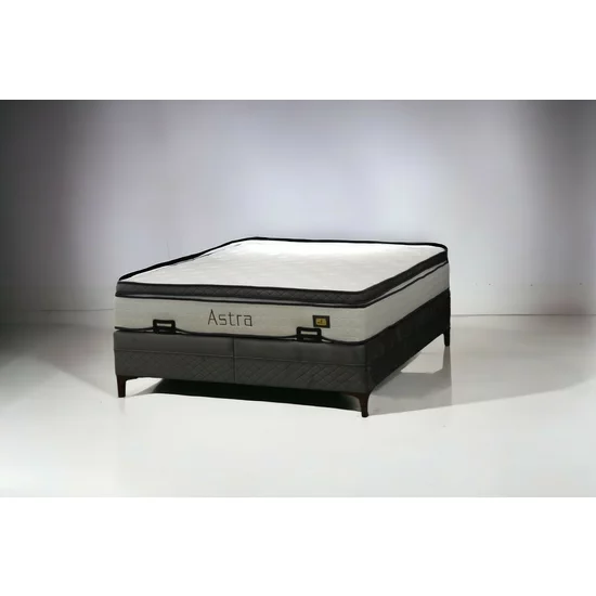 Pat + Saltea gratis Astra, gri - 180x200 cm, design modern, capitonare din catifea, ladă spațioasă de depozitare, structură solidă picture - 4