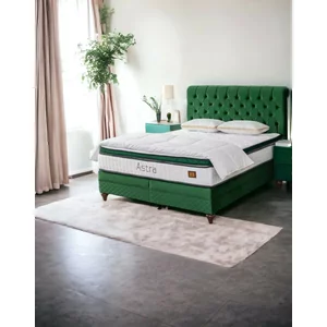 Pat + Saltea gratis  Astra, verde - 140x200 cm, design modern, capitonare elegantă, ladă spațioasă de depozitare, structură rezistentă