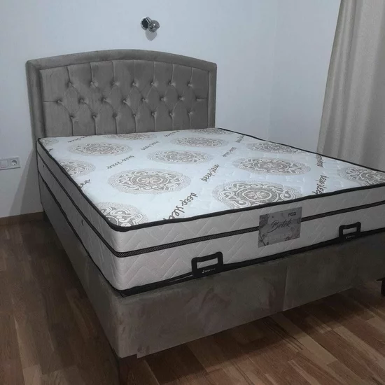 Pat + Saltea gratis  Belek, gri inchis - 160x200 cm, design modern, capitonare elegantă, structură rezistentă, stofă premium picture - 9