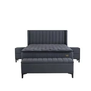 Pat + Saltea gratis Black Line, gri - 140x200 cm, micro-arcuri
