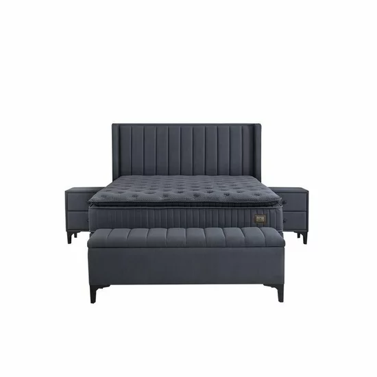 Pat + Saltea gratis Black Line, gri - 180x200 cm, micro-arcuri picture - 2