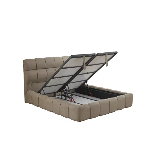 Pat + Saltea gratis Bubly, crem - 160/200cm, somiera rabatabila, lada de depozitare picture - 4