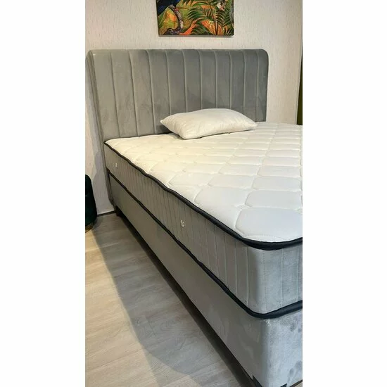 Pat + saltea gratis Carla, gri - 140x200 cm, capitonare moderna, spatiu depozitare, tesatura premium picture - 8