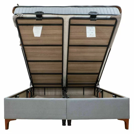 Pat + Saltea gratis Carla, gri - 180x200 cm, confort premium, capitonare modernă, structură solidă, țesătură respirabilă picture - 2