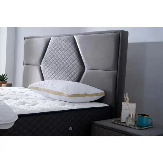 Pat + Saltea gratis Coolness, gri - 140x200 cm, design modern, ladă de depozitare, structură solidă, tapițerie premium picture - 2