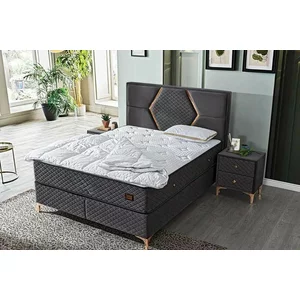 Pat + Saltea gratis Coolness, gri - 160x200 cm, efect de răcire, material bivalent vară-iarnă, structură rezistentă