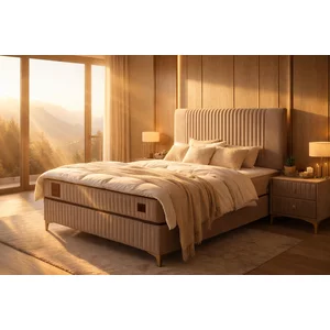 Pat + Saltea gratis Nova, Bej - 160x200 cm,  saltea cu fibre de bambus