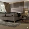 Pat + Saltea gratis Nova, crem - 140x200 cm, lada depozitare, tesatura premium picture - 1