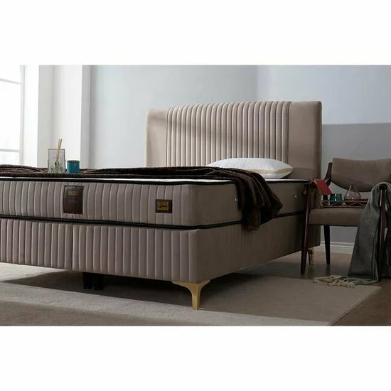 Pat + Saltea gratis Nova, crem - 180x200 cm,  lada depozitare, tesatura premium picture - 4