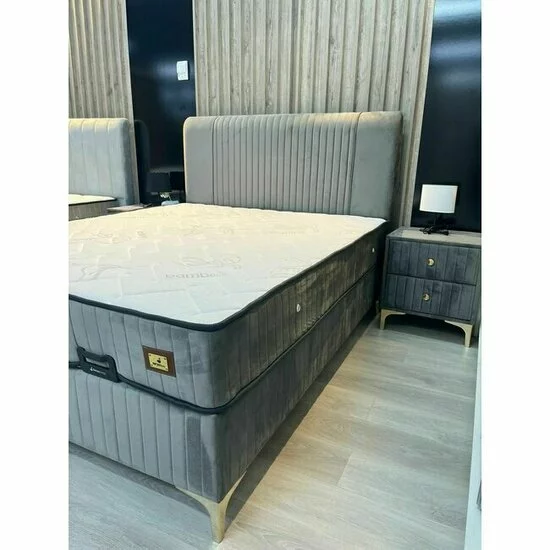 Pat + Saltea gratis Nova, crem - 180x200 cm,  lada depozitare, tesatura premium picture - 7