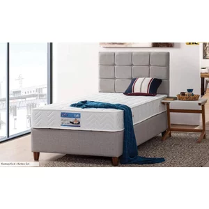 Pat + Saltea gratis Side,gri - 100x200 cm, design modern, cadru rezistent, tehnologie arcuri împachetate, saltea inclusă