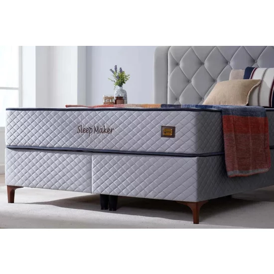 Pat + Saltea gratis Sleep Maker, gri - 140x200 cm, design modern, tapițerie rafinată, saltea ortopedică inclusă, structură solidă picture - 2